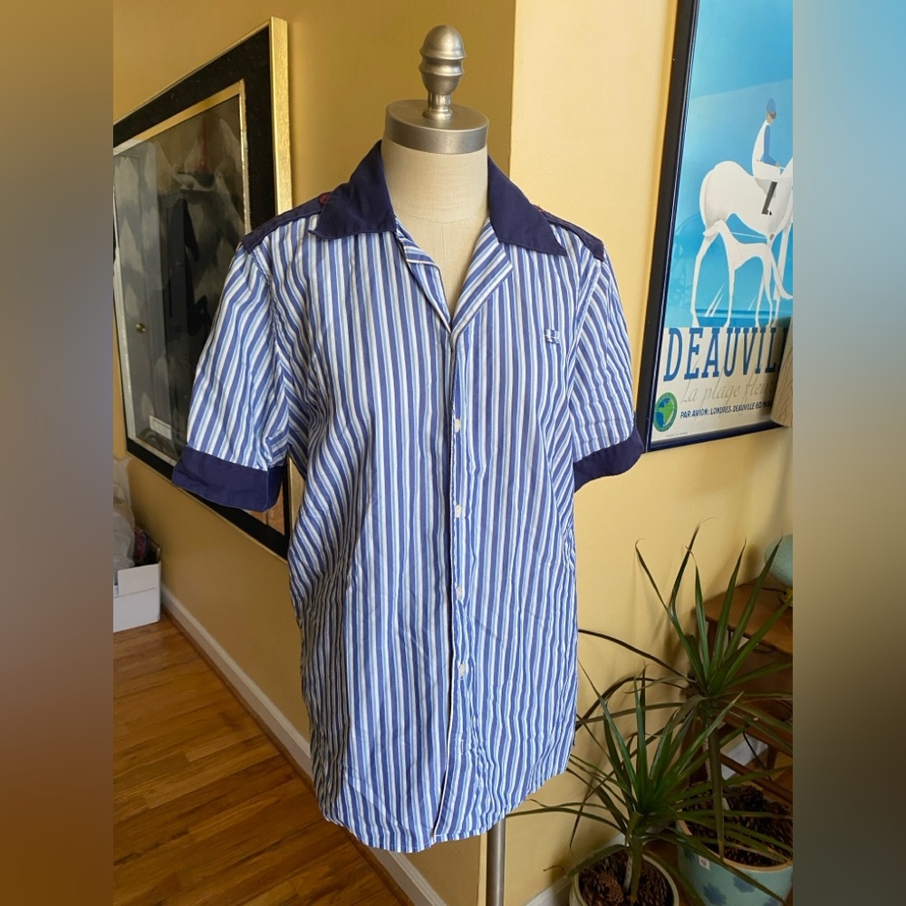 vintage disney parks cast member employee uniform striped blue shirt